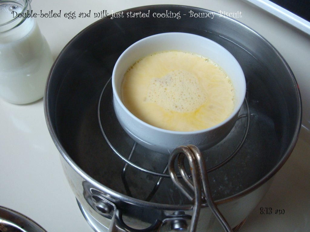 Home Cooking Experiment doubleboiled egg and milk