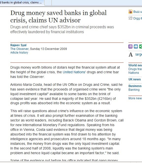 Dinheiro da droga salvou Bancos