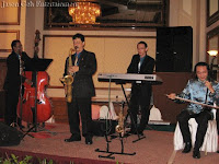 Wedding singer and band performing during the wedding dinner