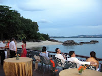 Some of the guests enjoying the view at the balcony of Captain's Grill where the wedding dinner is held