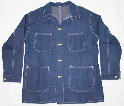 vintage workwear: 1940's Belt Back Selvedge Denim Jacket
