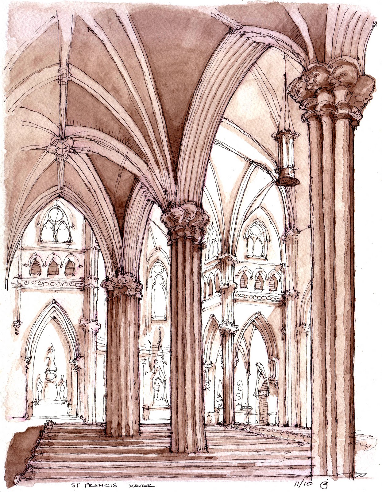 Park Slope Sketch St Francis Xavier Interior