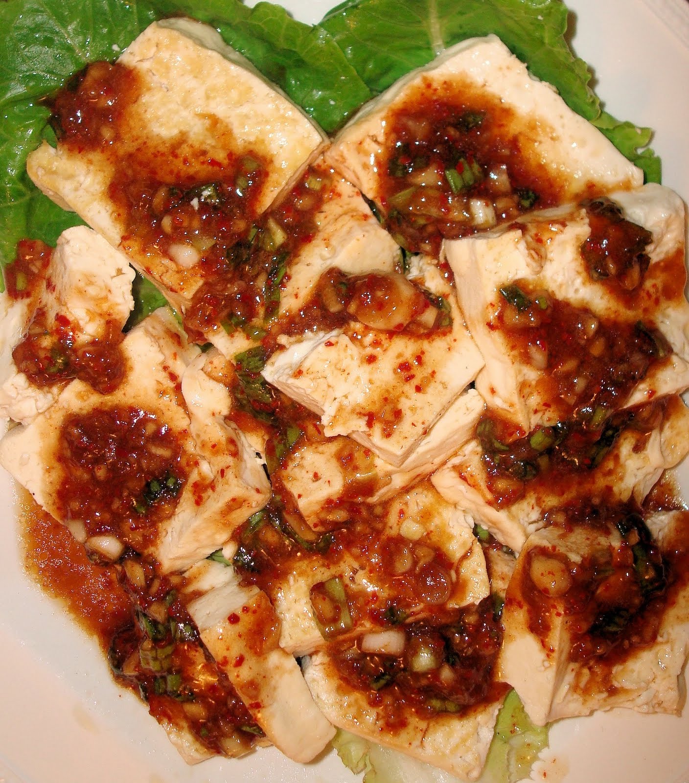 nomadichimee: Panfried tofu with spicy sauce (Dubu buchim yangnyumjang)