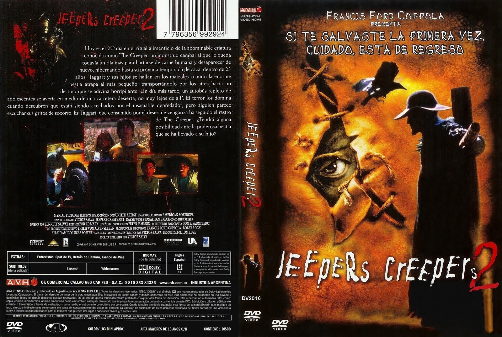 Peliculas DVD Jeepers Creepers 2