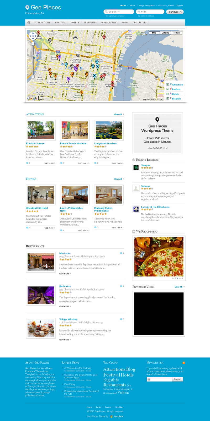 Geo Places Wordpress Theme Free Download by Templatic.