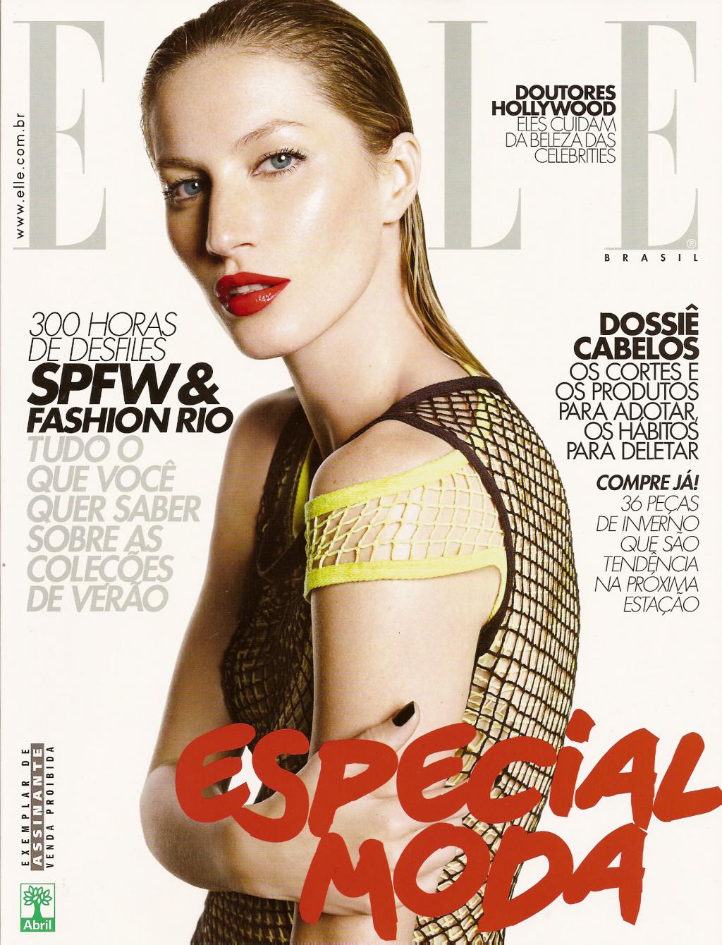 Celebrity Fashions: Gisele Bundchen - Elle Brazil, July 2010
