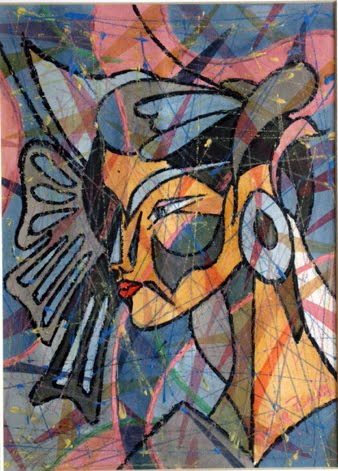 Greek goddess - mixed media on paper 30x40cm