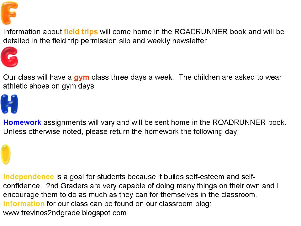 Mrs. Trevino's 2nd Grade Class: The ABC's of 2nd Grade