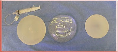 Top view lying flat Saline, Silicone Gel and Cohesive Silicone Gel