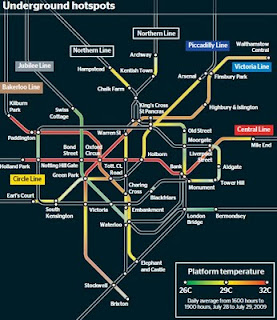 London Underground Tube Hotspots Temperature Map