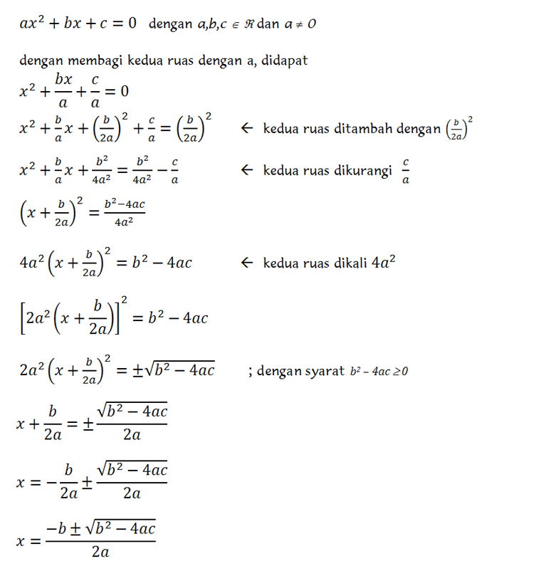 Menurunkan Rumus Untuk Mencari Nilai Variabel Pada Persamaan Kuadrat ...