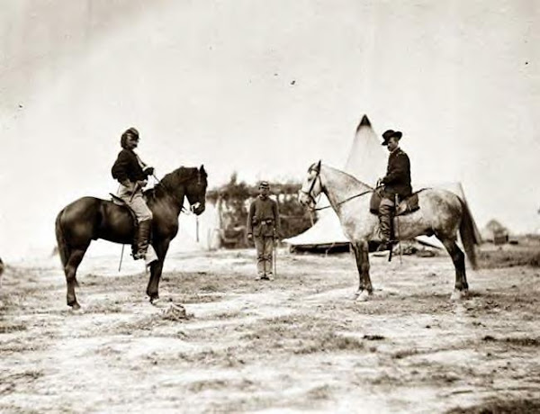 Capt. Custer, (left) with Gen. Alfred Pleasonton at Falmouth, Va. 1863