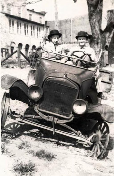 Brooks Minter and Ray Grubb in Forest Glen, MD. Undated. Driving on metal rims ~