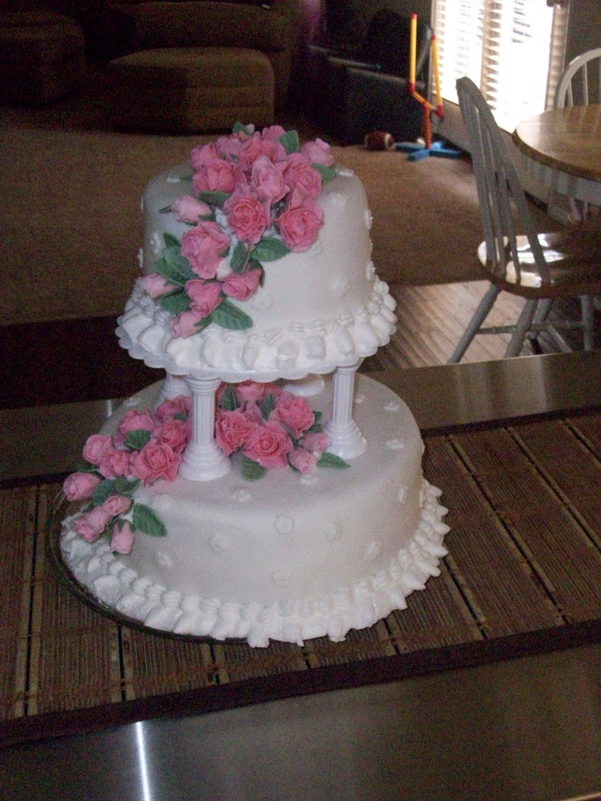 Cakes by Carla Fondant Wedding Cake with Handmade Fondant Roses