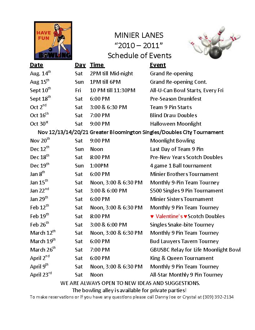 Greater Bloomington USBC Bowling Centers