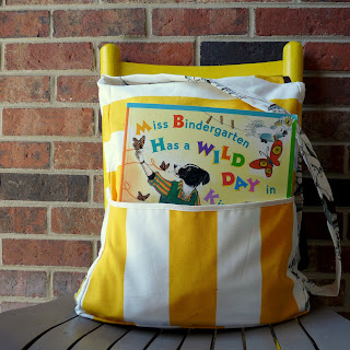 how to make a stripe-y yellow teacher tote