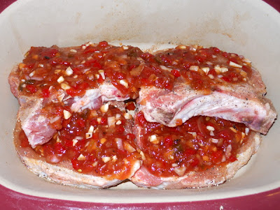 Roasted red pepper pork chops seasoned pork chops