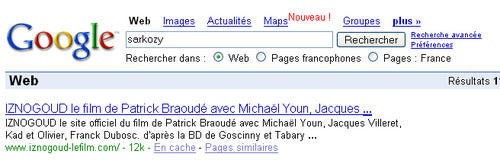 Google bombing Iznogoud et Sarkozy
