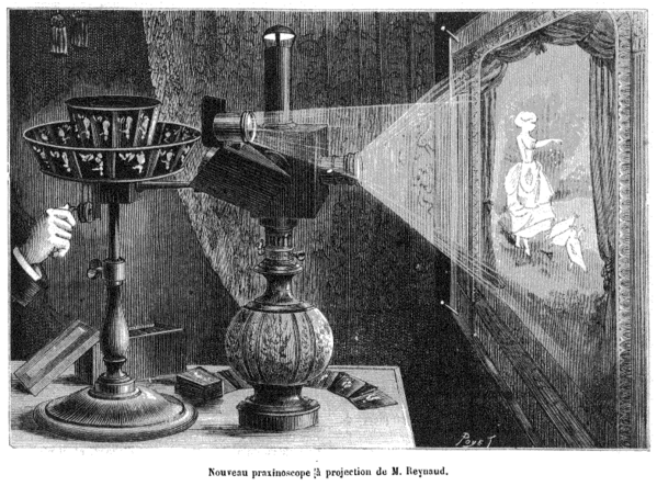 1879 - PRINCIPE DU PRAXINOSCOPE THEATRE D'EMILE REYNAUD AVEC LA LANTERNA MAGIQUE