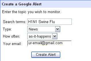 swine Flu email alert