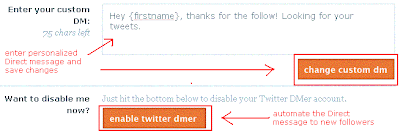 TwitterDMer automate direct message to new followers BlogPandit