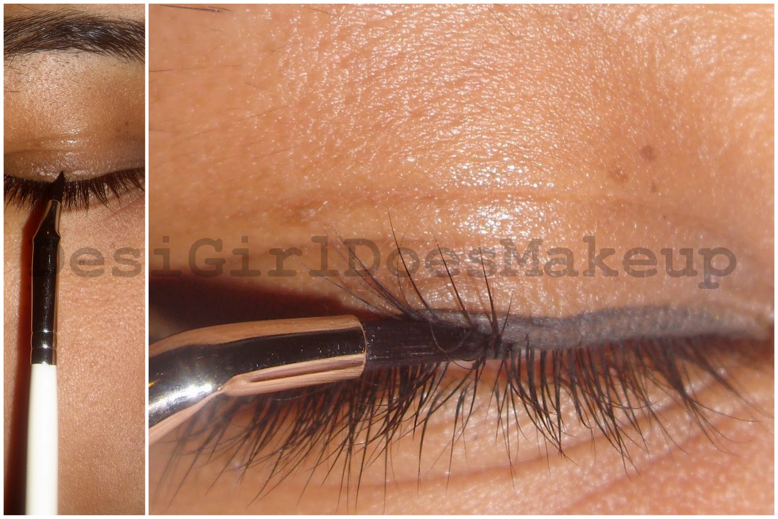 Desi Girl Does Makeup Adventures with a bent eyeliner brush..