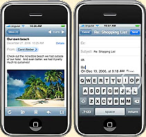 La fonction émail du iPhone permet d'écrire du texte à deux doigts.