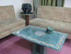 Dining Table In Green Baroda Jade marble Inlay