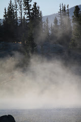 Mist rises as the morning sun warms the air