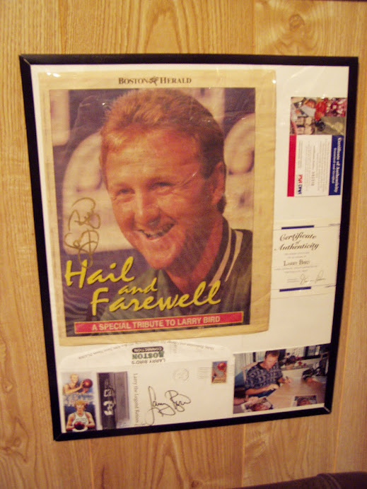 Larry Bird Boston Connection envelope auto and Farewell paper auto