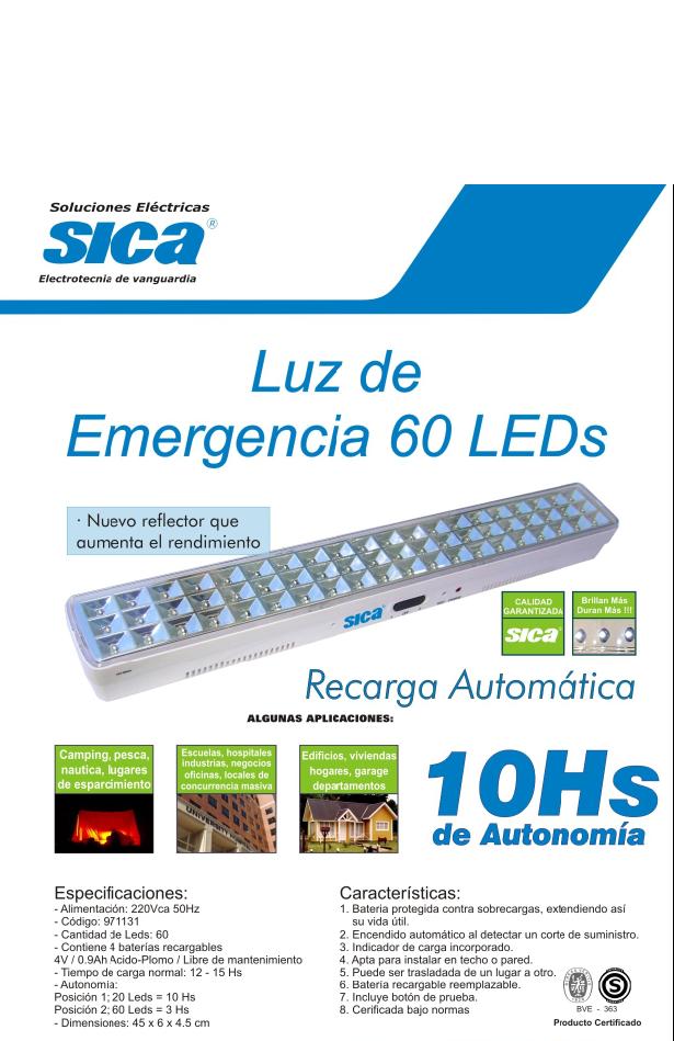 Dacroce s.r.l. NUEVA LUZ DE EMERGENCIA SICA DE 60 LEDS