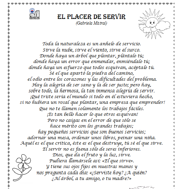 BIBLIOTECA EN ACCIÓN Recordando a Gabriela Mistral BIBLIOTECA EN ACCIÓN Recordando a Gabriela Mistral