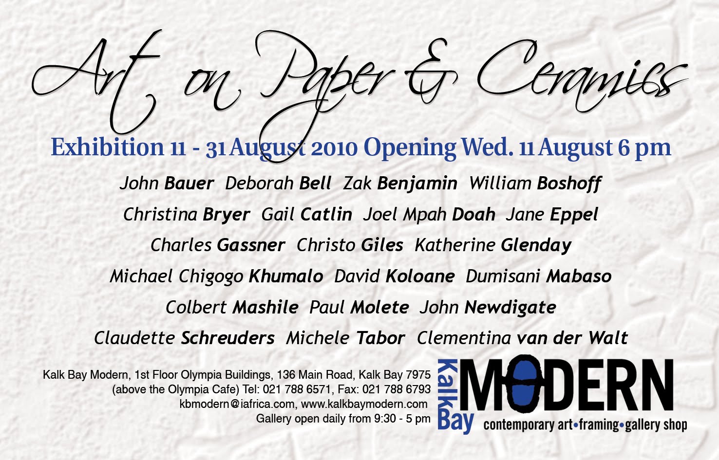 Kalk Bay Modern New Exhibition Art of Paper & Ceramics