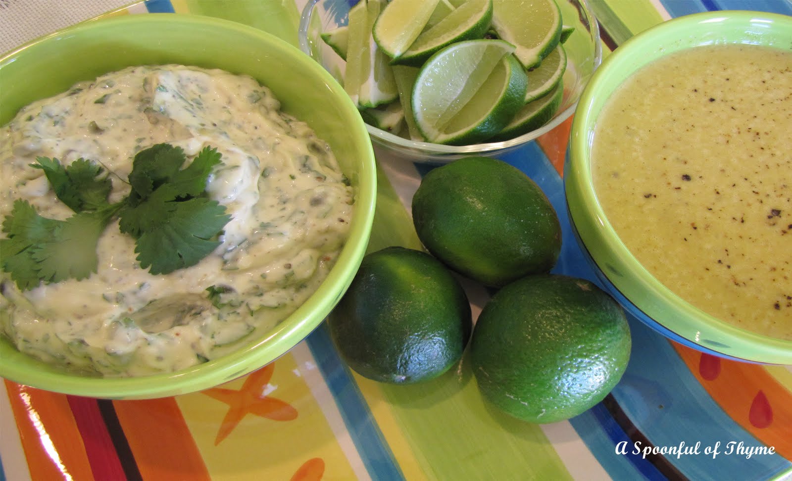 Plantain Chips with Mojo and Creamy Cilantro Garlic Dip