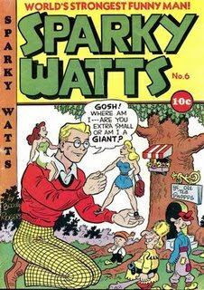 Sparky Watts Comic Book by Boody Rogers -- Are you extra small or am I a giant?