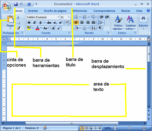 Componentes De La Pantalla De Word 2007