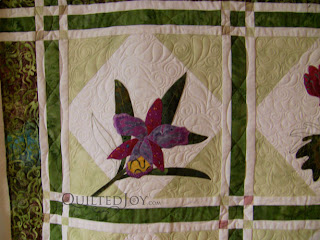Rosemary's Spring Garden quilt with custom quilting by Angela Huffman - QuiltedJoy.com