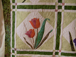 Rosemary's Spring Garden quilt with custom quilting by Angela Huffman - QuiltedJoy.com