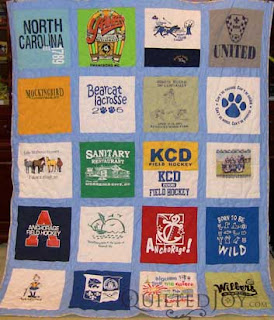 Sentimental T-shirt quilt, quilted by Angela Huffman