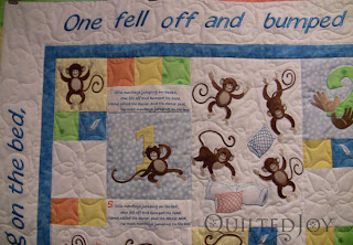 Monkeys on the Bed Quilt, with custom quilting by Angela Huffman - QuiltedJoy.com