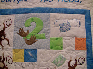 Monkeys on the Bed Quilt, with custom quilting by Angela Huffman - QuiltedJoy.com