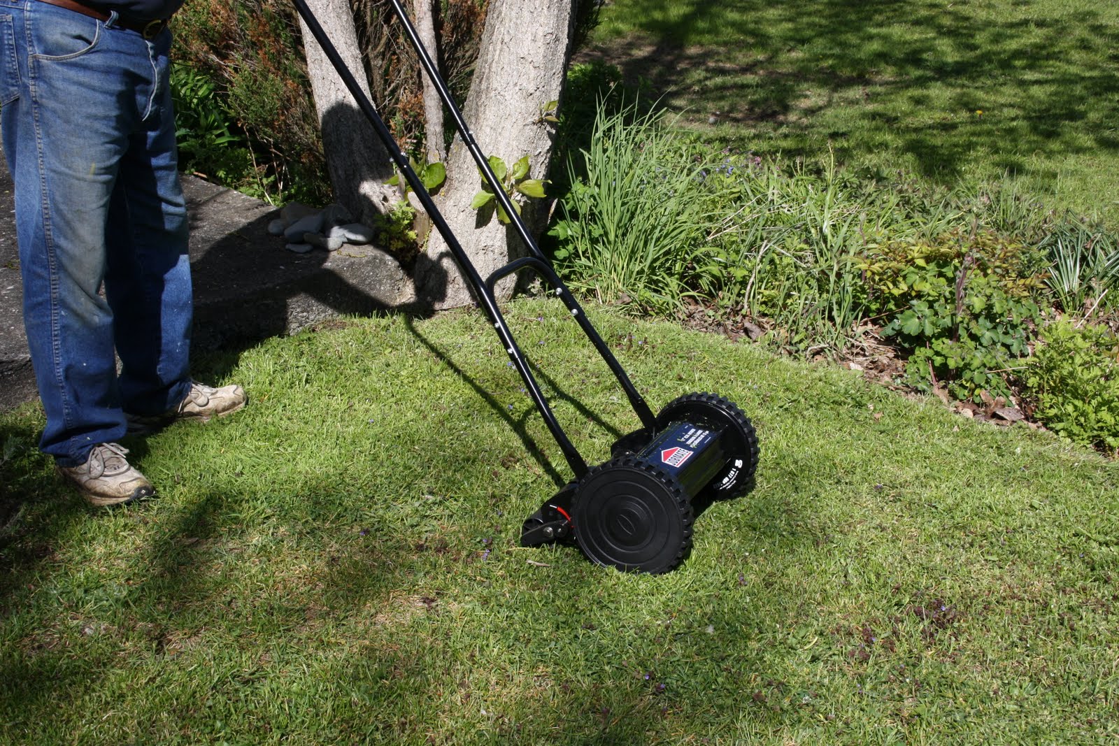 Frenchy Addict Reel mower and garden sticks