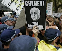 cheney arrival is met with protests