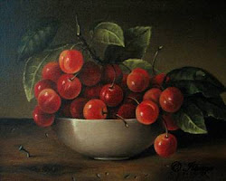 bowl cherries painting fruit still oil classical table illenye paintings sold farmhouse simple wood jeanne artist brilliant cherry dinged porcelain