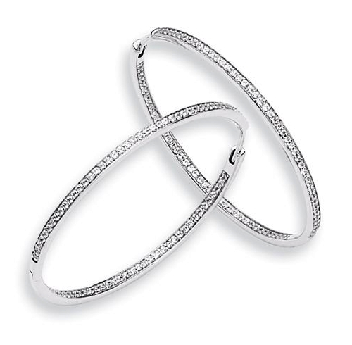Platinum Diamond Hoop Earrings