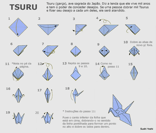 Tulha do Túllio COMO FAZER UM PÁSSARO "TSURU" EM ORIGAMI (Clique na