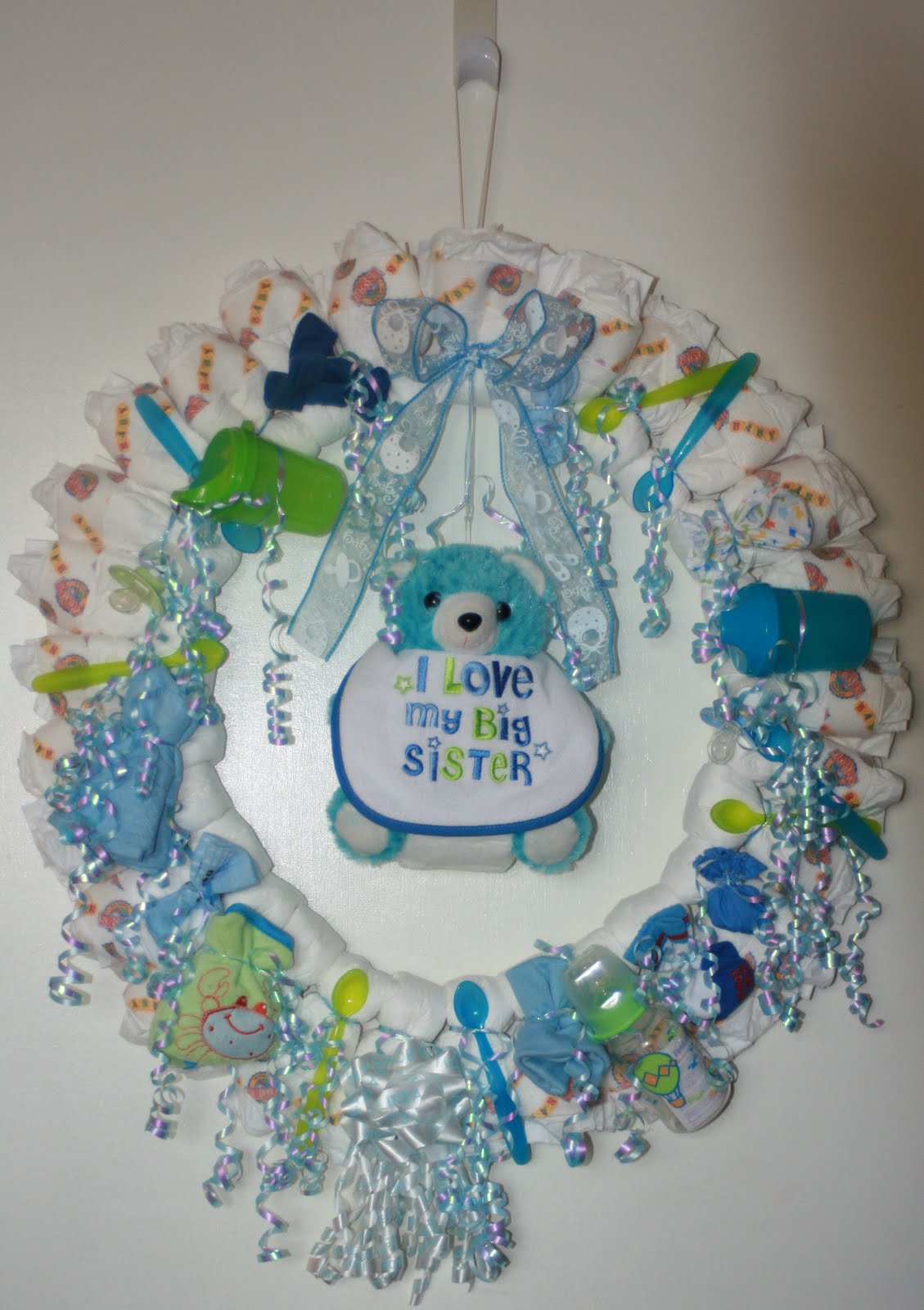 Adventures in Raising Girls Diaper Wreath Tutorial