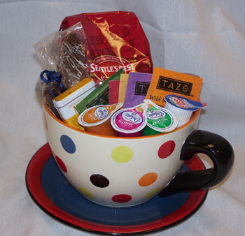 Money Saving Madness Thrifty Inspiration Gift Baskets For Coffee Or Tea Gift Basket Creamers Mugs And Biscotti Are A Few Of The Items You Could Include