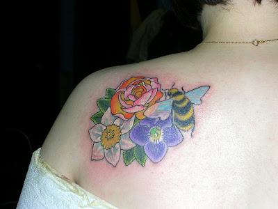Flower and Bee tattoo