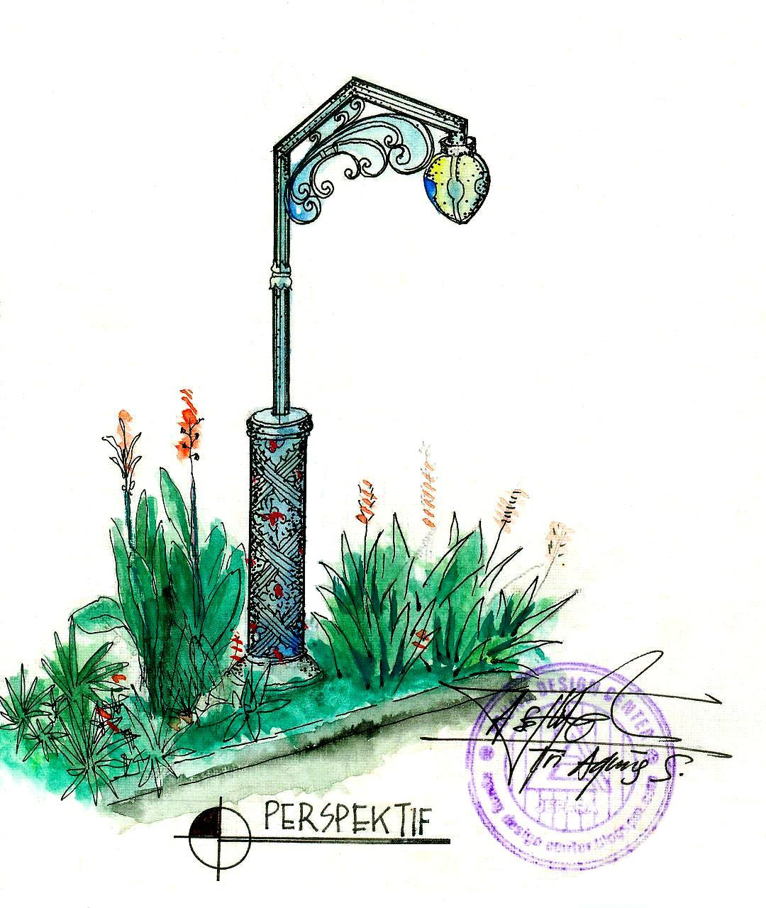 AGUNG DESIGN CENTER: Lampu Taman Dengan Repetisi Ornamen Bunga